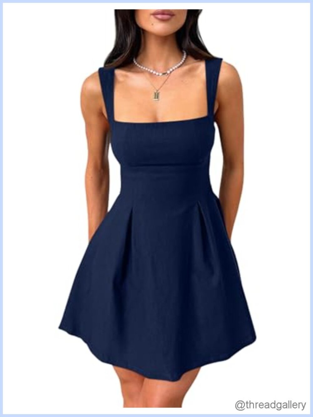 Sleeveless Square Neck Bow Tie A-Line Mini Dress Adjustable Straps Backless
